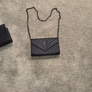 Yves Saint Laurent Black Chevron Clutch